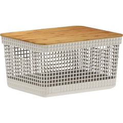 Caixa Grid 8L c/ Tampa De Bambu - Bege