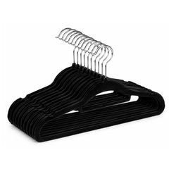 Cabide de veludo 44x 23,5cm Preto Kit 10 Peças