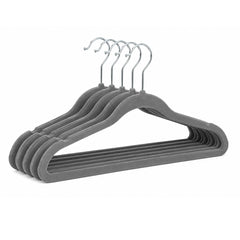 Cabide de veludo 44x23,5cm Cinza Kit 5 Peças