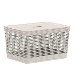 Caixa Grid 20L c/ Tampa Cesta - Bege