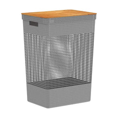 Cesto de Roupas 49L Grid Tampa de Plástico Chumbo