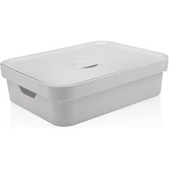 Caixa Organizadora Cube G Baixa com Tampa Branca 16L