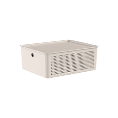 Cesto 12L C/Tampa 34x27x14cm Flow - Bege