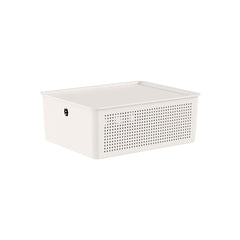 Cesto 12L C/Tampa 34x27x14cm Flow - Branco