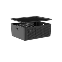 Cesto 12L C/Tampa 34x27x14cm Flow - Preto